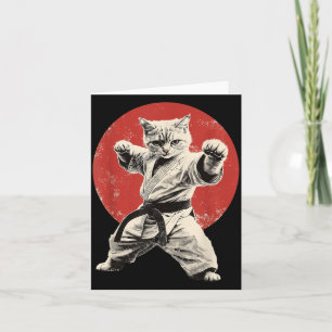 Cat Karate Judo Japan Japanese Flag Funny Graphic Card