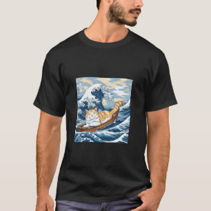 Cat Katsushika Hokusai Kanagawa Wave Neta Joke Gag T-Shirt