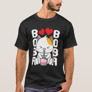 Cat Kawaii Boba Bubble Tea Meow Anime Japanese Kit T-Shirt