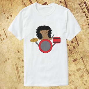 Cat Kawaii Drummer Metal Hair Band T-Shirt