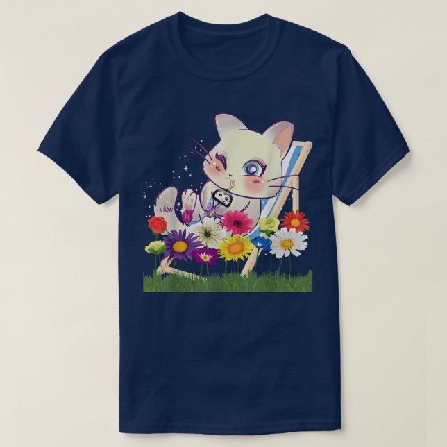 Cat Kawaii Kitten Boba Tea Bubble Tea Anime  T-Shirt (Design Front)