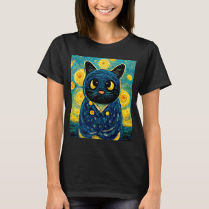 Cat Kawaii Van Gogh Starry Night Cat Mum Cat Dad C T-Shirt