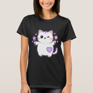 Cat Kawaii Winking Cat Magical Star Wand, Cute Cat T-Shirt