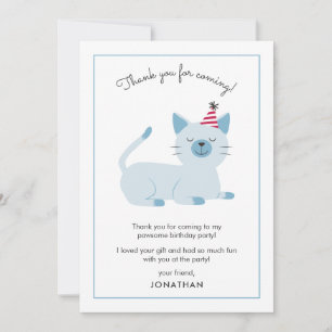Cat Kids Birthday Party Cute Thank You Card