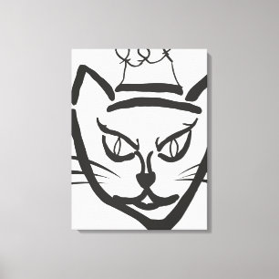 Cat King Illustration, Cartoon Kitty Cat Canvas Print