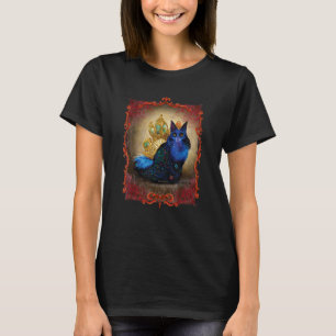 Cat King Royalty Wearing Peacock Feathers Costume T-Shirt