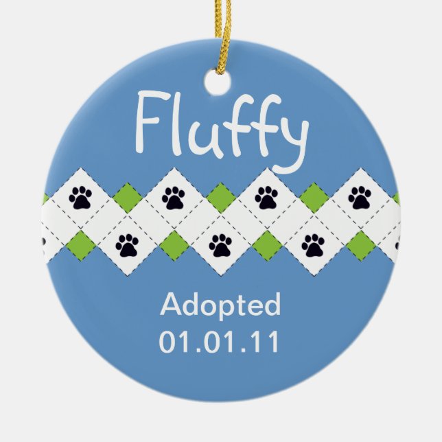 Cat/Kitten Adoption Announcement Ceramic Tree Decoration (Front)