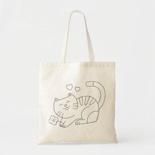 Cat Kitten Animal Feline Kitty Line Art Cut Out Tote Bag