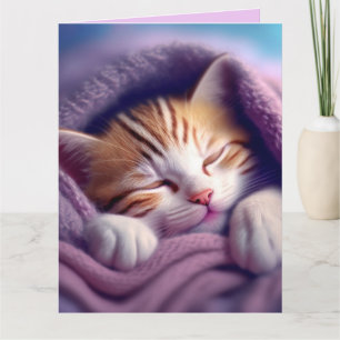 CAT KITTEN ART SLEEPING BLANKET BIRTHDAY Card
