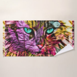 Cat Kitten Artsy Bath Towel