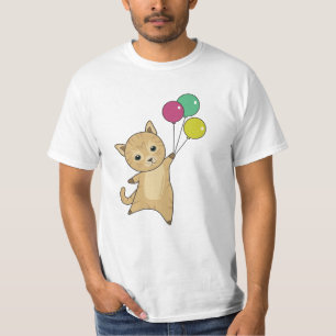 Cat Kitten Balloons Cute Animals Grey Cats T-Shirt