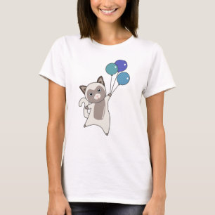 Cat Kitten Balloons Cute Animals Grey Cats T-Shirt