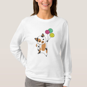 Cat Kitten Balloons Sweet Animals Tricolor T-Shirt
