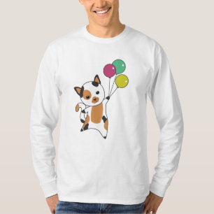 Cat Kitten Balloons Sweet Animals Tricolor T-Shirt
