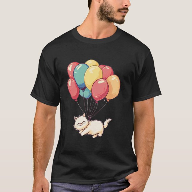 Cat Kitten Balloons T-Shirt (Front)