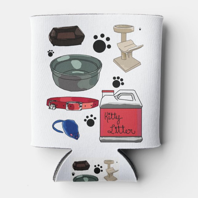 Cat Kitten Bed Tree Kitty Litter Collar Bowl Can Cooler (Front)