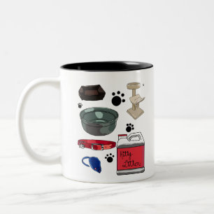 Cat Kitten Bed Tree Kitty Litter Collar Bowl Two-Tone Coffee Mug