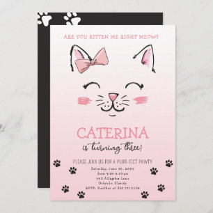 Cat Kitten Birthday Party Invite