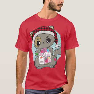 Cat Kitten Chibi Anime Neko Strawberry Milk Kawaii T-Shirt