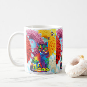 Cat Kitten Colourful Yarn Stripe Mug