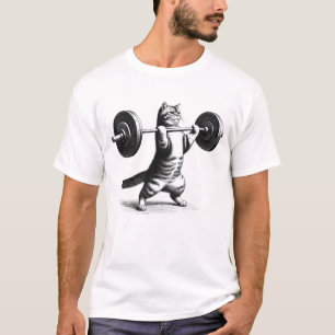 Cat Kitten Deadlift Weightlifting Funny Fitness T-Shirt
