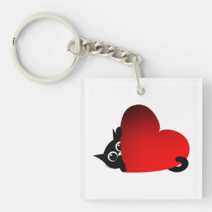 Cat, Kitten, Heart Key Ring