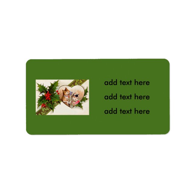 Cat Kitten Heart Shamrock Holly Label (Front)