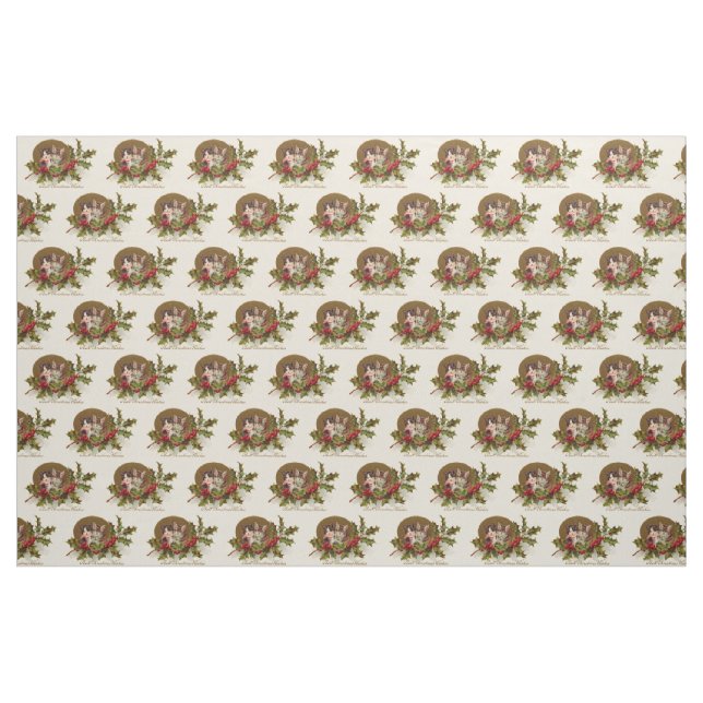 Cat Kitten Holly Winterberry Fabric (Yard)