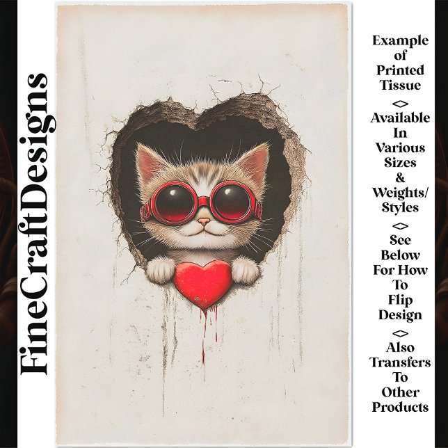 Cat Kitten In Red Goggles, Red Heart AQ2 Decoupage Tissue Paper (Creator Uploaded)