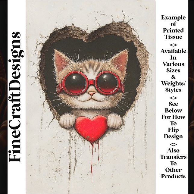 Cat Kitten In Red Goggles, Red Heart AQ3 Decoupage Tissue Paper (Creator Uploaded)