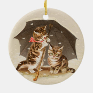 Cat Kitten kitty antique vintage pretty cute  Ceramic Tree Decoration