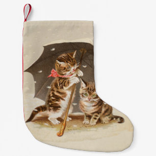 Cat Kitten kitty antique vintage pretty cute  Small Christmas Stocking