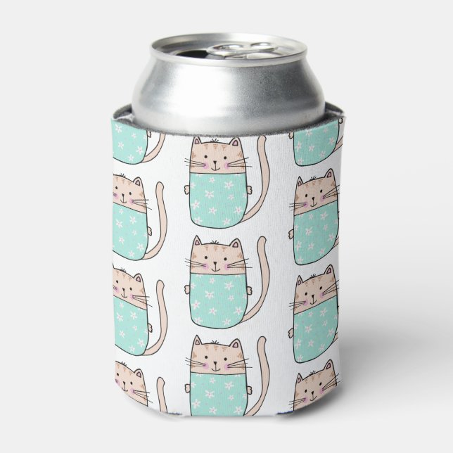 Cat Kitten Kitty Pattern Can Cooler (Can Front)