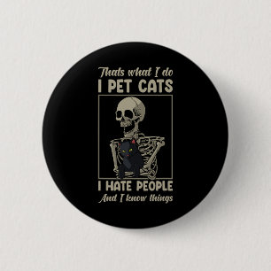 Cat Kitten Lover Grumpy Skull Kitty Pet Owner  6 Cm Round Badge
