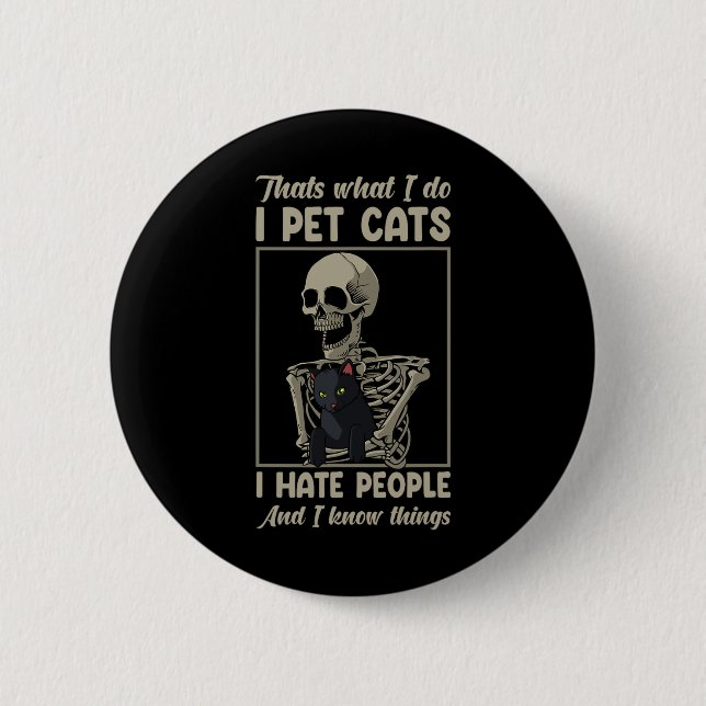 Cat Kitten Lover Grumpy Skull Kitty Pet Owner  6 Cm Round Badge (Front)
