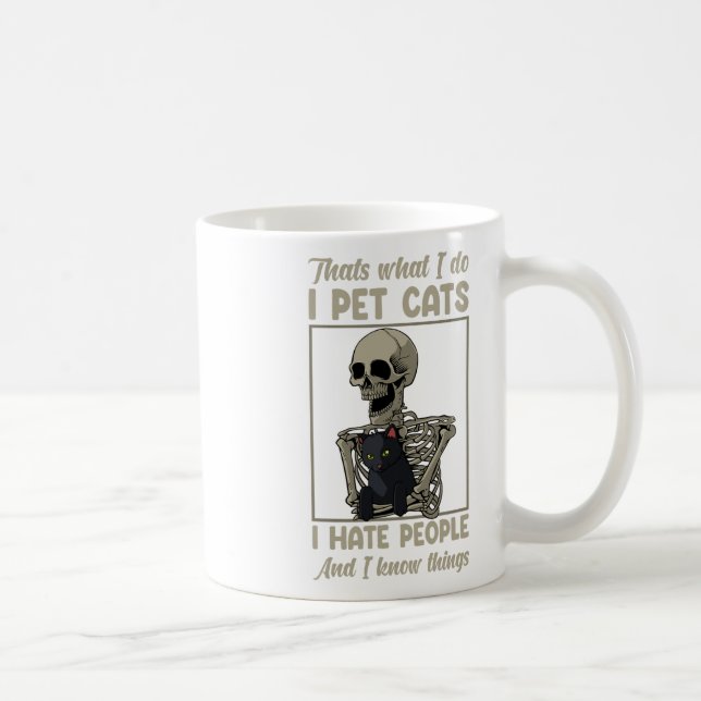 Cat Kitten Lover Grumpy Skull Kitty Pet Owner  Coffee Mug (Right)