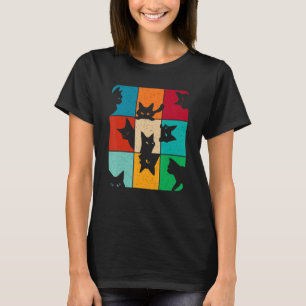 Cat Kitten Meme Vintage Retro Peeping Curious Ca T-Shirt