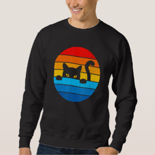 Cat Kitten Meme Vintage Retro Sunset Peeping Curio Sweatshirt