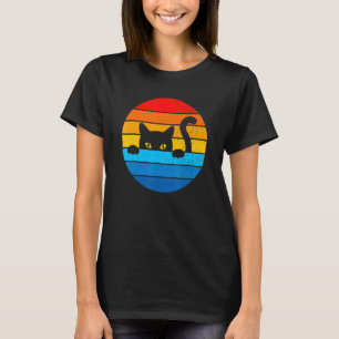 Cat Kitten Meme Vintage Retro Sunset Peeping Curio T-Shirt