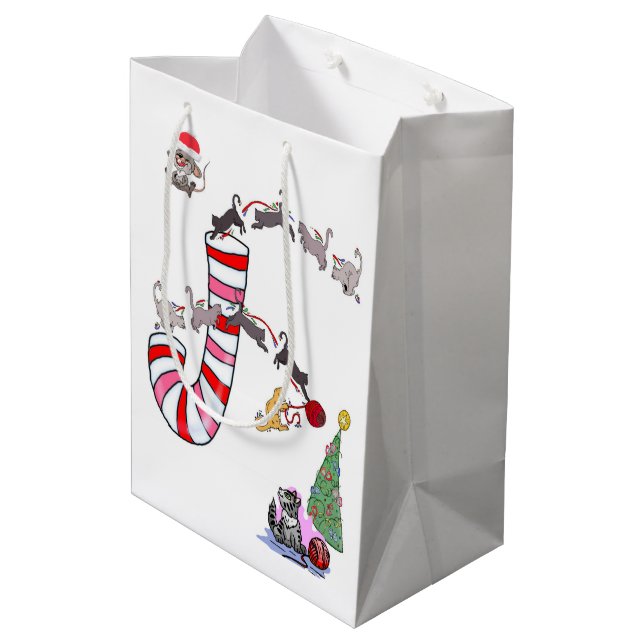 Cat Kitten Meow Mice Merry Christmas Gift Bags (Back Angled)