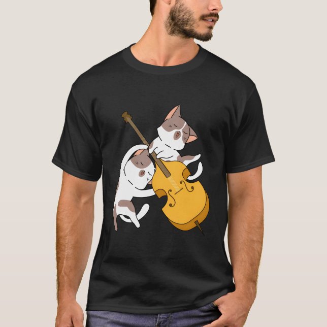 Cat Kitten Playing Cello Cat Cello Player Cellist T-Shirt (Front)