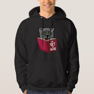 Cat Kitten Reading Book Art Of War Funny Animal Lo Hoodie