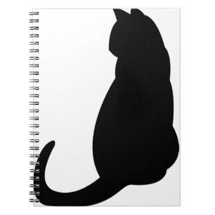 Cat Kitten Sitting Silhouette Outline Black Notebook