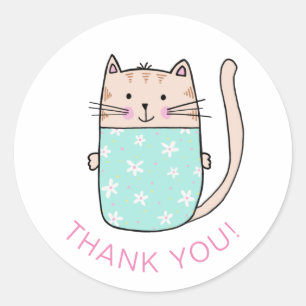 Cat Kitten Thank You Classic Round Sticker