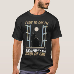 cat kittens hangover puppy in a room of cats T-Shirt