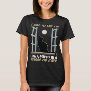 cat  kittens hangover puppy in a room of cats T-Shirt