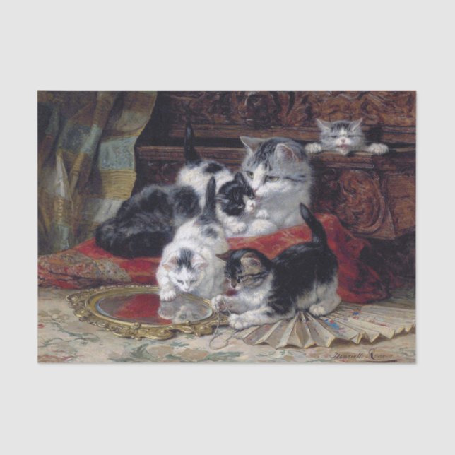 Cat & Kittens • Henriette Ronner-Knip (1821-1909) Tissue Paper (Front)
