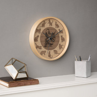 Cat Kittes Owner Gift Animal Pet Lover Rescuer Clock