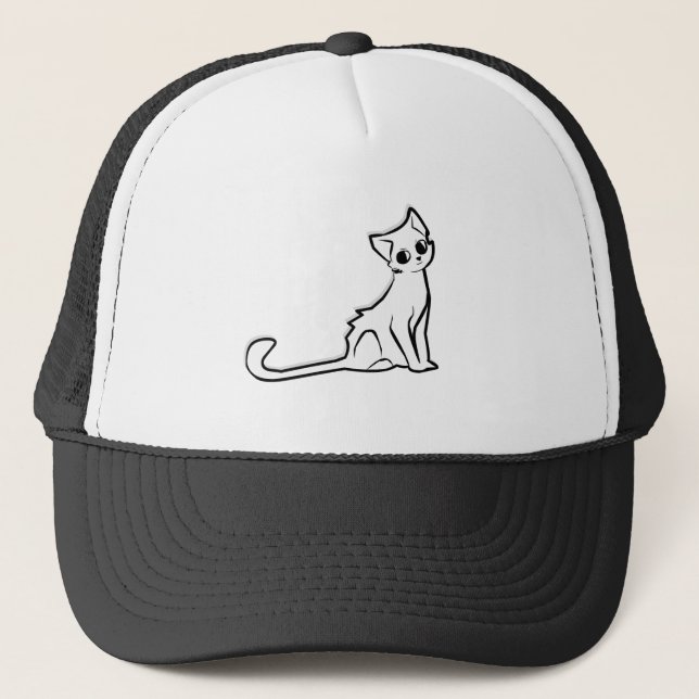 Cat Kitty Animal Cute Vector Clipart Sticker Trucker Hat (Front)