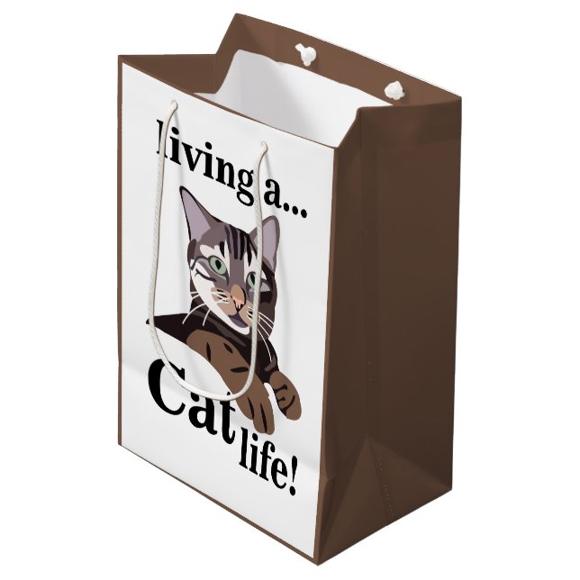 Cat Kitty Animal Lover Funny Medium Gift Bag (Front Angled)